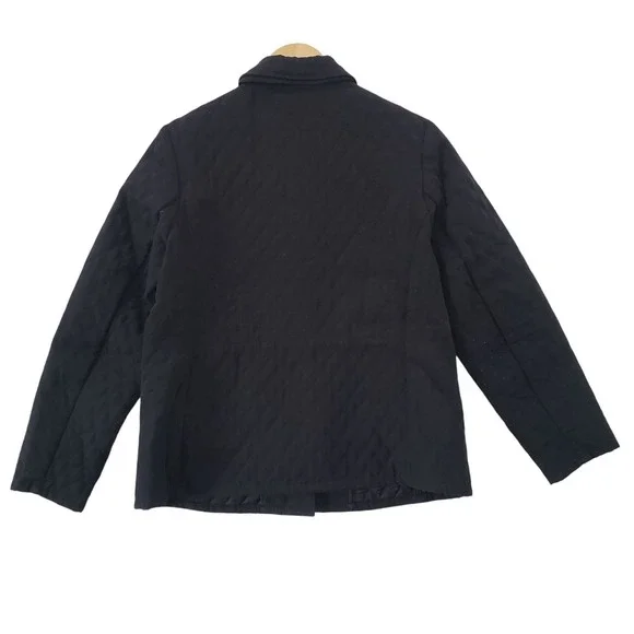 Vintage 90s Quilted Jacket Black Button Front Collared Womens Size 12 Streetwear - Picture 3 of 6